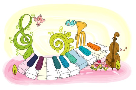 Musical instrument on the grassのイラスト素材