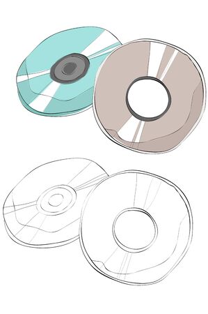 Vintage style hand drawn CD disksのイラスト素材