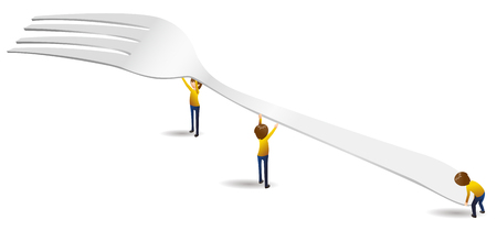 Tiny people with fork, vector illustration.のイラスト素材
