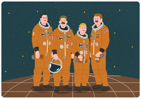 Group of people, a happy astronaut illustration.のイラスト素材