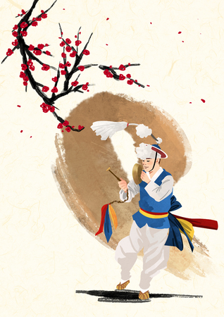 Korean traditional sound, vector illustration.のイラスト素材