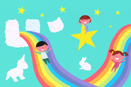 A kid's dream world, to play into the sky.のイラスト素材