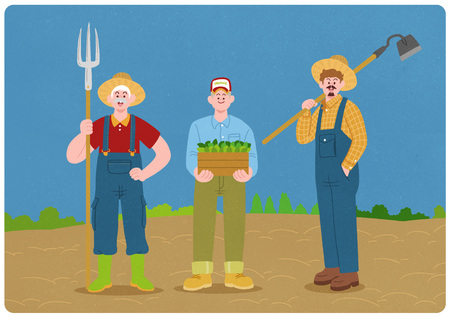 People, a happy group of farmers illustration.のイラスト素材