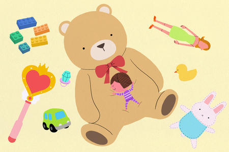 A kid's dream world, to have a toys.のイラスト素材