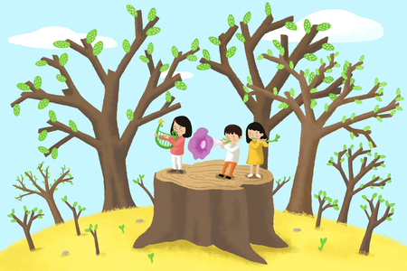 Happy Spring Children008.のイラスト素材