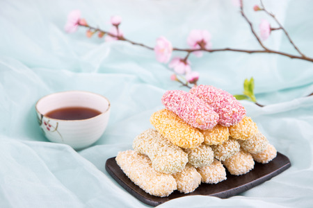 Isolated shot in studio - the Korean traditional colorful refreshments. 094の写真素材