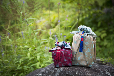 the Korean traditional gift packing picture with natural background.の写真素材