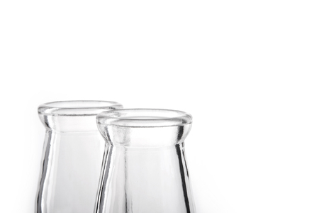 Two empty bottles isolated on white backgroundの写真素材