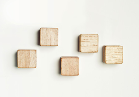 Wooden blocks isolated on white backgroundの写真素材