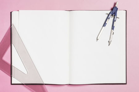 Business objects on pink backgroundの写真素材