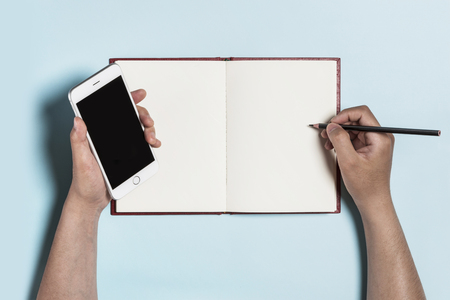 Business objects on blue backgroundの写真素材