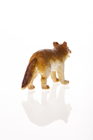 A fox figure isolated on white backgroundの写真素材