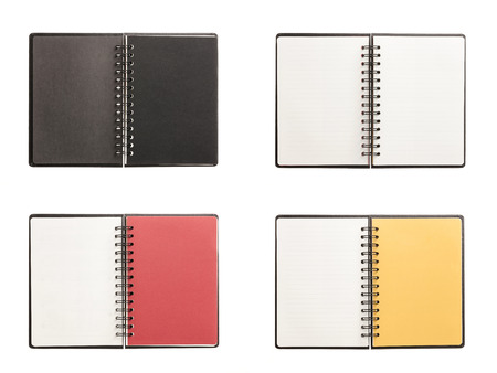 Four spring notebooks on white backgroundの写真素材