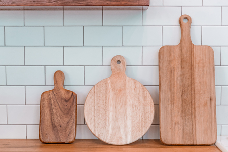 wooden cutting boardsの写真素材