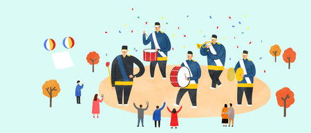 Vector of an outdoor performance, people who enjoy performanceのイラスト素材
