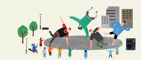 Vector of an outdoor performance, people who enjoy performance