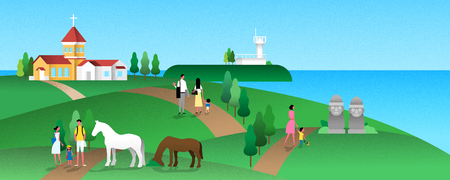 landscape in Jeju-do, a beautiful island in Korea 001のイラスト素材