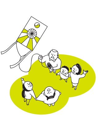 Vector illustration of happy family spending time each other. 018のイラスト素材