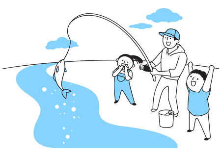 Vector illustration of happy family spending time each other. 007のイラスト素材