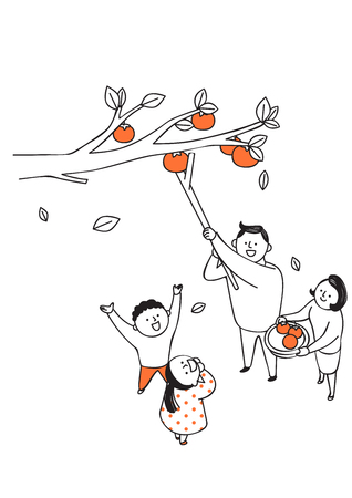 Vector illustration of happy family spending time each other. 010のイラスト素材