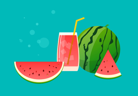 Watermelon smoothies with sliced watermelon.のイラスト素材