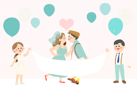 Vector - Self-wedding concept vector illustration. A couple in love. 020のイラスト素材
