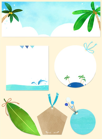Vector - Template frame design for banner, placard, invitation. Summer background. 010のイラスト素材