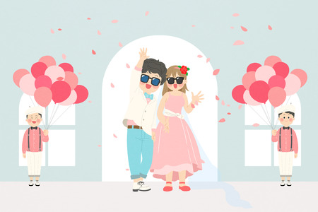 Vector - Self-wedding concept vector illustration. A couple in love. 017のイラスト素材