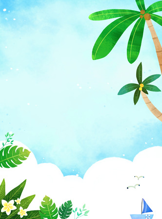 Vector - Template frame design for banner, placard, invitation. Summer background. 009のイラスト素材