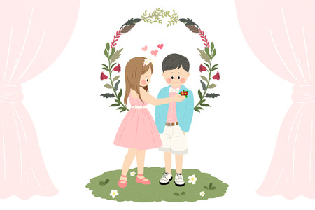 Vector - Self-wedding concept vector illustration. A couple in love.のイラスト素材