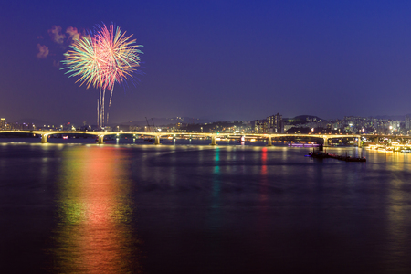 Seoul Firework festival in 2017, a magnificent fireworks extravaganza. 059の写真素材