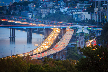 Night scene in Seoul, beautiful color light and outdoor photo. 088の写真素材