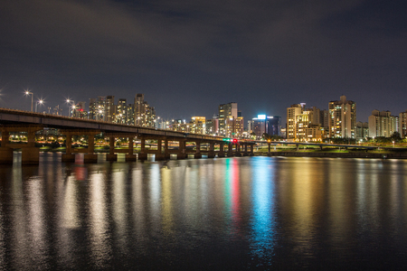Night scene in Seoul, beautiful color light and outdoor photo. 040の写真素材