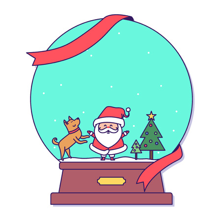 Christmas banner illustration. Vector banners with Santa Claus and gold puppy isolated on white. 001のイラスト素材