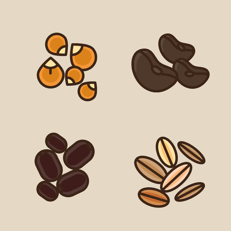 Vector- flat icon set. concept for honey bee, flowers, gift set, traditional food and so on. 025のイラスト素材