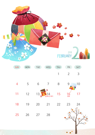 Vector - Calendar for 2018 Year on White Background, season concept illustration 002のイラスト素材