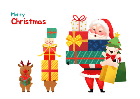 Present Delivery Santa Claus concept Vector Illustration, Christmas and New Year Banner. 002のイラスト素材