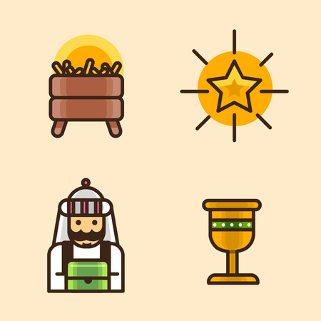 Vector- flat icon set. concept for honey bee, flowers, gift set, traditional food and so on.066のイラスト素材