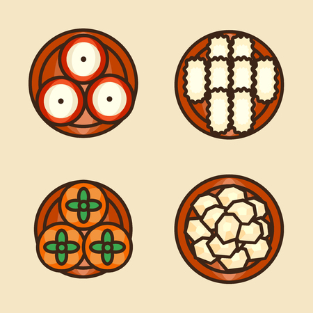 Vector- flat icon set. concept for honey bee, flowers, gift set, traditional food and so on. 012のイラスト素材