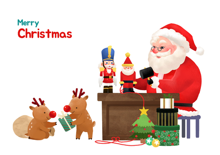 Present Delivery Santa Claus concept Vector Illustration, Christmas and New Year Banner. 006のイラスト素材