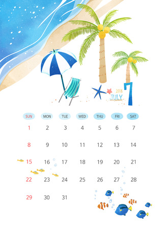 Vector - Calendar for 2018 Year on White Background, season concept illustration 007のイラスト素材