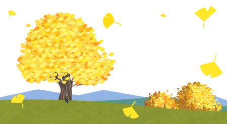 Vector of autumn landscape, colorful background 008のイラスト素材
