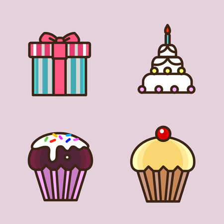 Vector- flat icon set. concept for honey bee, flowers, gift set, traditional food and so on.058のイラスト素材