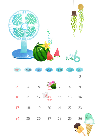Vector - Calendar for 2018 Year on White Background, season concept illustration 006のイラスト素材