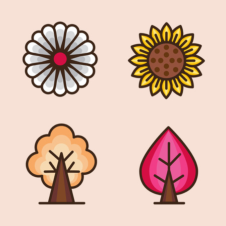 Vector- flat icon set. concept for honey bee, flowers, gift set, traditional food and so on. 015のイラスト素材