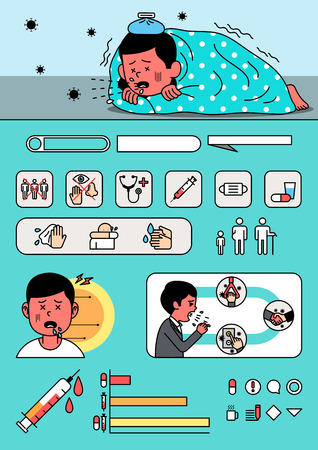 Health and safety regulations in summer, data visualization for Infographics design vector illustrationのイラスト素材