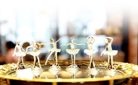 Group of silver ballerina shape decorationの写真素材