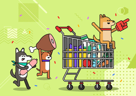 Illustration of animals shopping concept vectorのイラスト素材