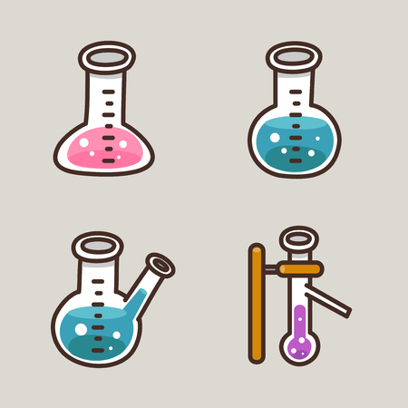 Flat icons set of test tubesのイラスト素材