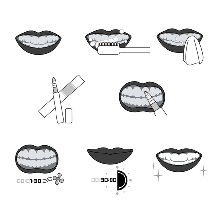 Whitening teeth process vector illustrationのイラスト素材